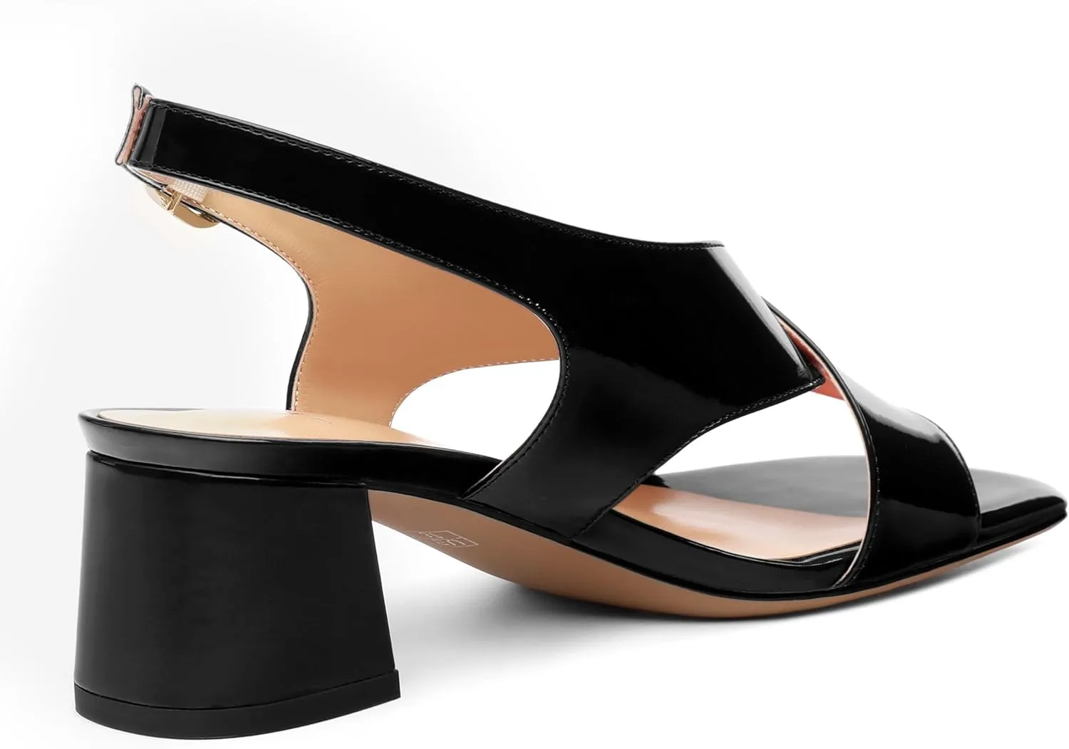 Women's Criss Cross Sandals Square Open Toe Block Chunky Low Heel Slingback Ankle Strap Adjustable with Buckle Patent Dating Fashion Dress Shoes 2 Inch