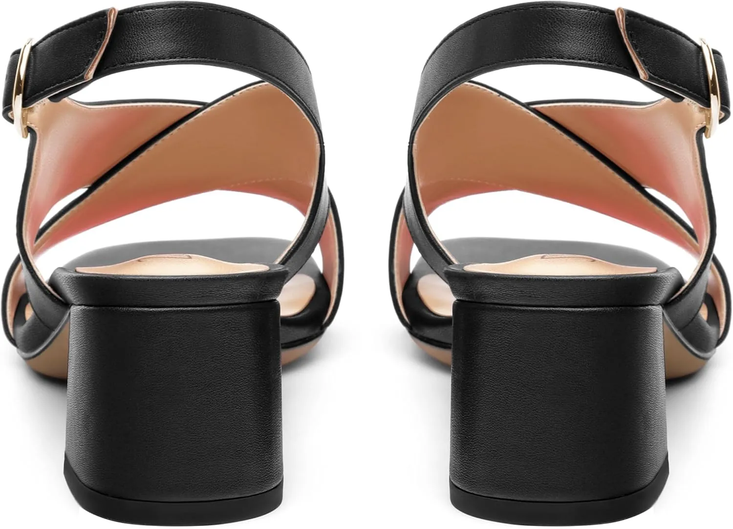 Women's Criss-Cross Strap Slingback Sandals Block Chunky Low Heels Square Open Toe Matte Comfort Casual Dress Shoes 2 Inch
