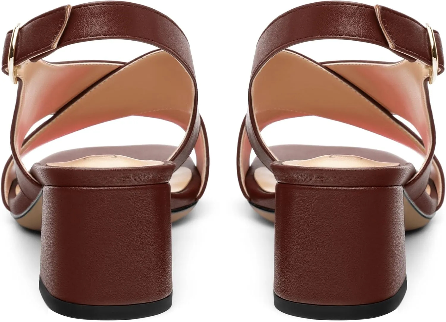 Women's Criss-Cross Strap Slingback Sandals Block Chunky Low Heels Square Open Toe Matte Comfort Casual Dress Shoes 2 Inch