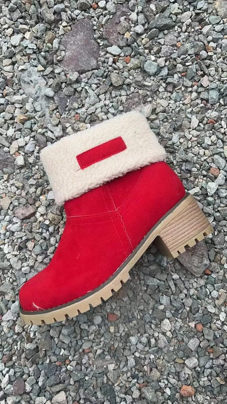 Women's Dotmalls Boots,Non-Slip Dotmalls Seniors' Chunky Heel Winter Boots, Dotmalls Winter Warm Snow Ankle Boots Shoes Fuzzy Ankle Cotton High Heel Boots