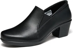 Women's Dress Shoes 2024 - Low, Comfortable Heeled Loafers with Chunky Block for Work, Casual and Office Business. Slip-on Pumps