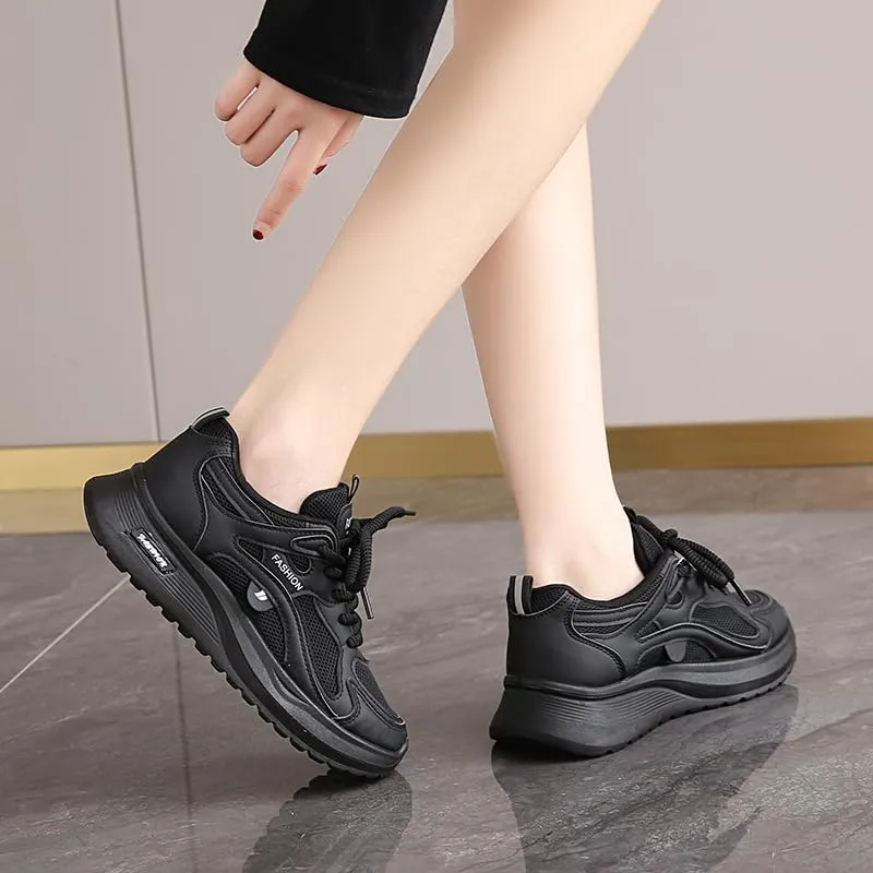 Women's Fashion Chunky Lace Up Sneakers Casual Platform Sneakers Lightweight Walking Running Shoes
