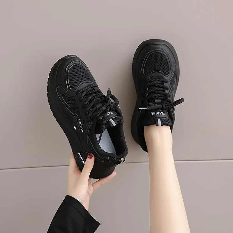 Women's Fashion Chunky Lace Up Sneakers Casual Platform Sneakers Lightweight Walking Running Shoes