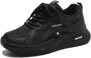 Women's Fashion Chunky Lace Up Sneakers Casual Platform Sneakers Lightweight Walking Running Shoes