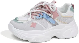 Women's Fashion Chunky Lace Up Sneakers Casual Platform Sneakers Lightweight Walking Running Shoes