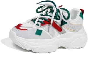 Women's Fashion Chunky Lace Up Sneakers Casual Platform Sneakers Lightweight Walking Running Shoes