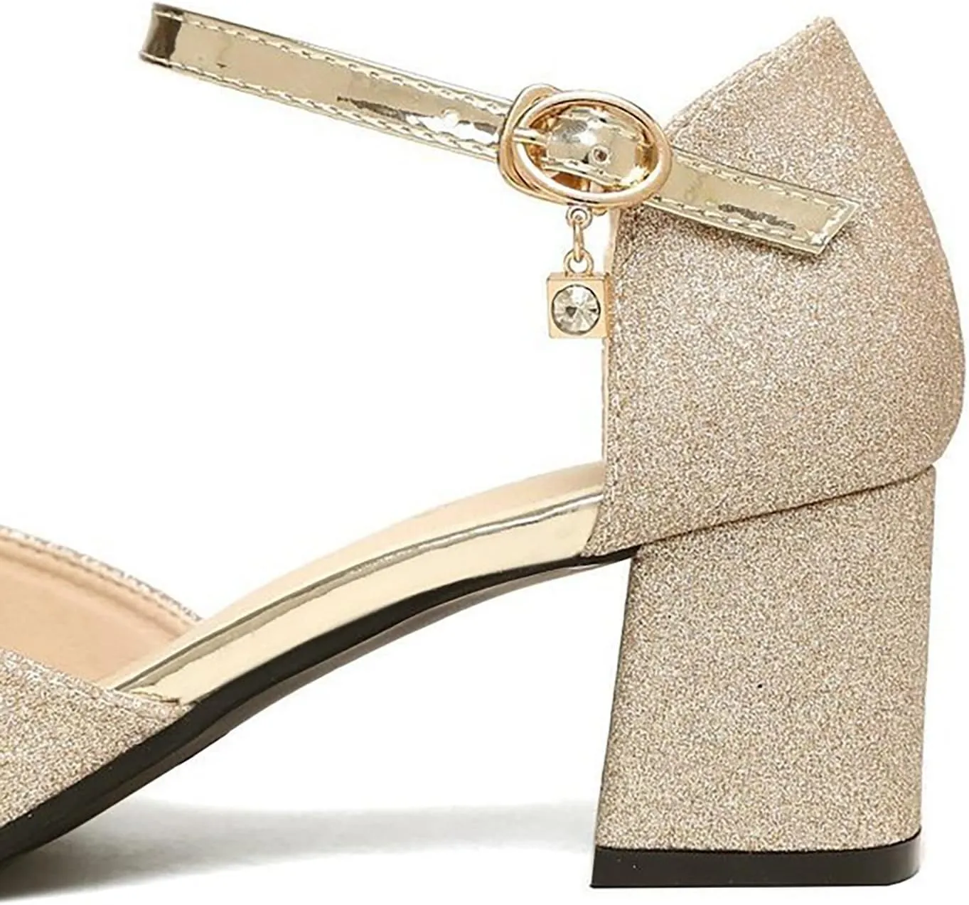 Women's Fashion Sandals Low Heel Closed Toe with Arch Support Elastic Ankle Strap Hot Summer Wedding Party Dress Shoe