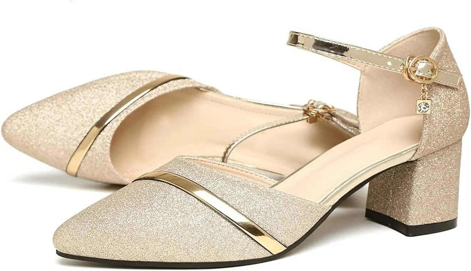 Women's Fashion Sandals Low Heel Closed Toe with Arch Support Elastic Ankle Strap Hot Summer Wedding Party Dress Shoe