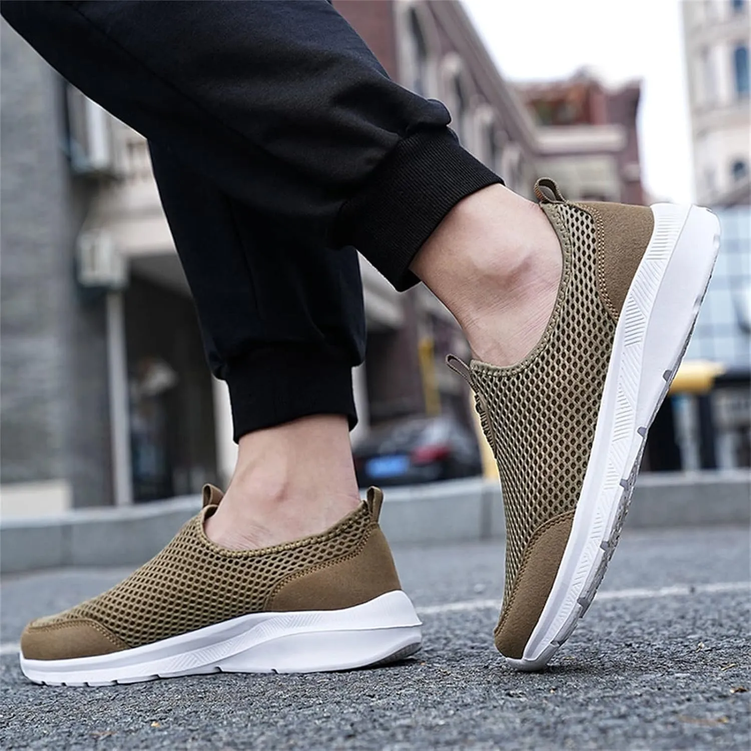 Women's Fashion Sneaker Mesh Slip On Black Non Slip Shoes for Women Comfortable Mens White Running Shoes Womens Loafer Flat Non Slip Sneakers for Women