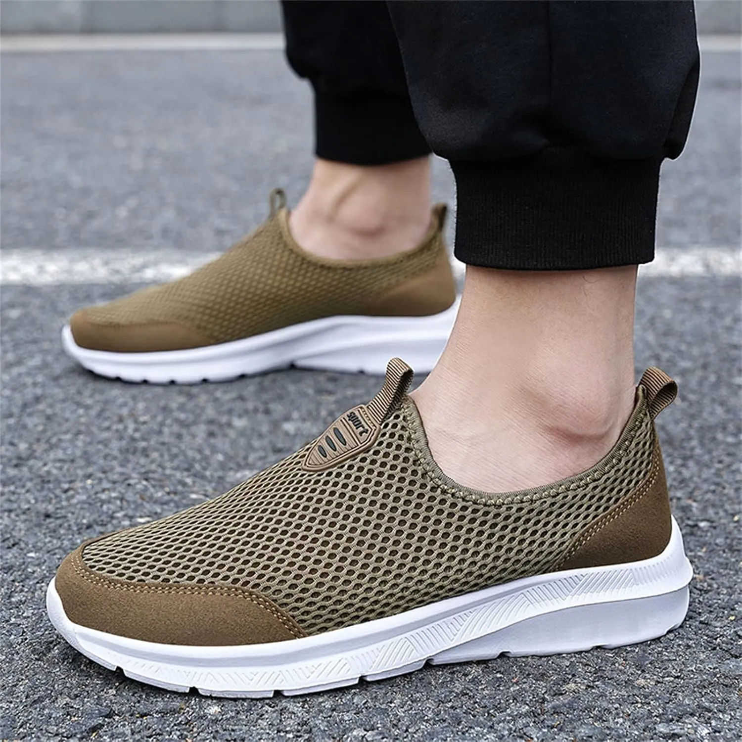 Women's Fashion Sneaker Mesh Slip On Black Non Slip Shoes for Women Comfortable Mens White Running Shoes Womens Loafer Flat Non Slip Sneakers for Women