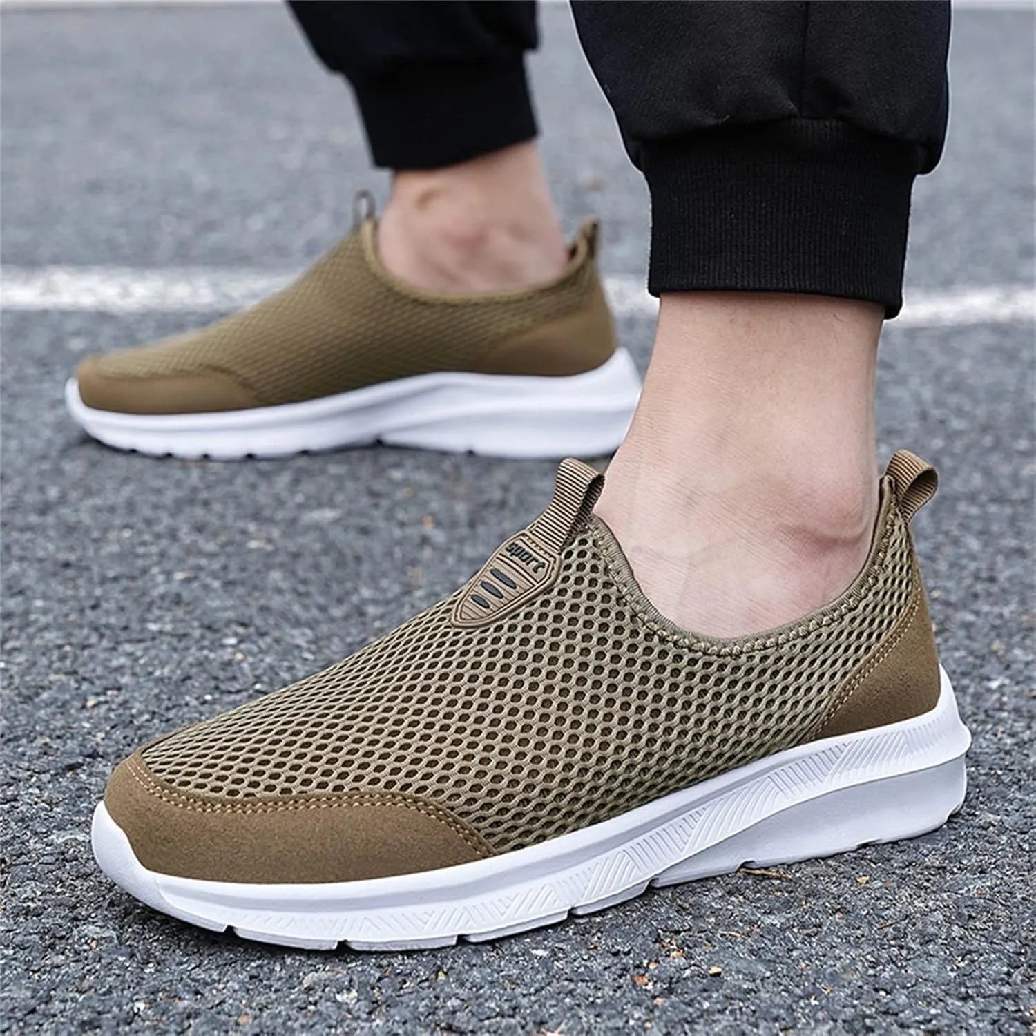 Women's Fashion Sneaker Mesh Slip On Black Non Slip Shoes for Women Comfortable Mens White Running Shoes Womens Loafer Flat Non Slip Sneakers for Women