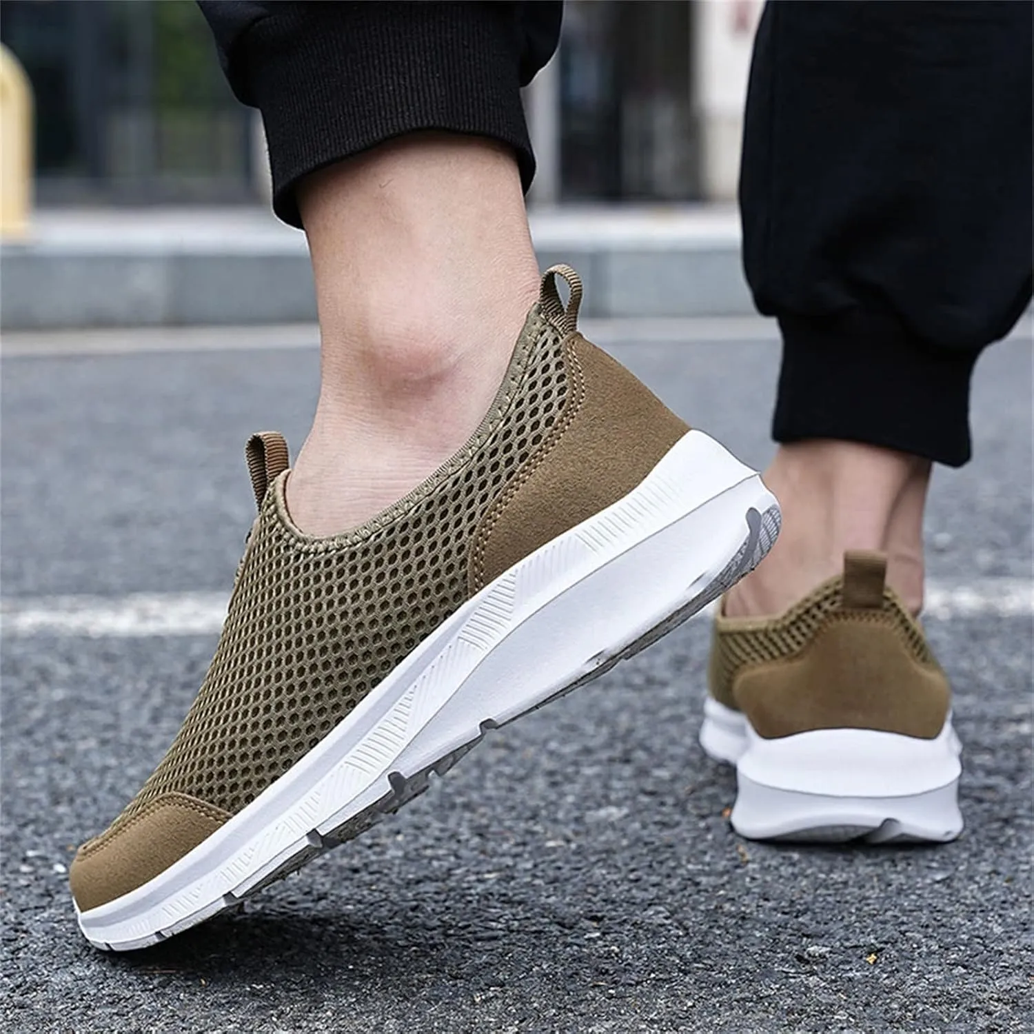 Women's Fashion Sneaker Mesh Slip On Black Non Slip Shoes for Women Comfortable Mens White Running Shoes Womens Loafer Flat Non Slip Sneakers for Women