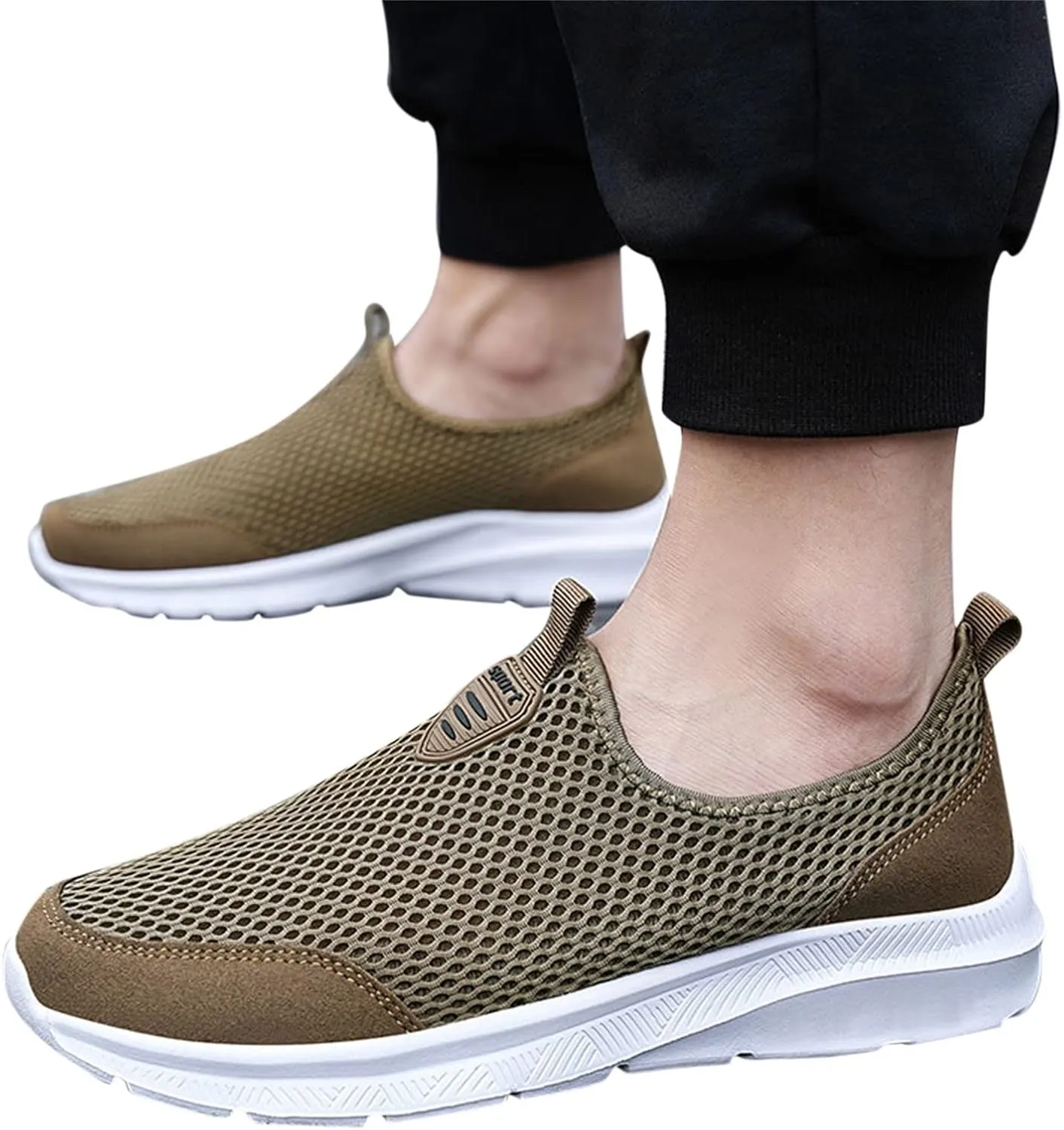 Women's Fashion Sneaker Mesh Slip On Black Non Slip Shoes for Women Comfortable Mens White Running Shoes Womens Loafer Flat Non Slip Sneakers for Women