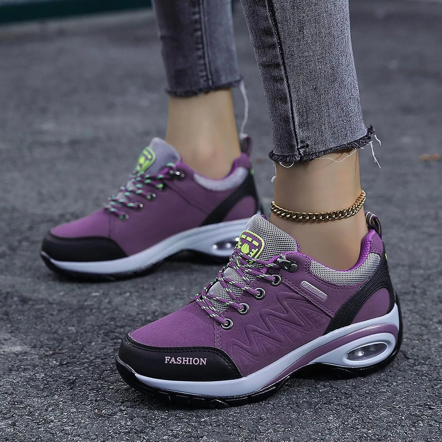 Women's Fashion Sneakers Lace-Up Walking Shoes Comfortable Casual Athletic Non-Slip Running Fashion Sneakers