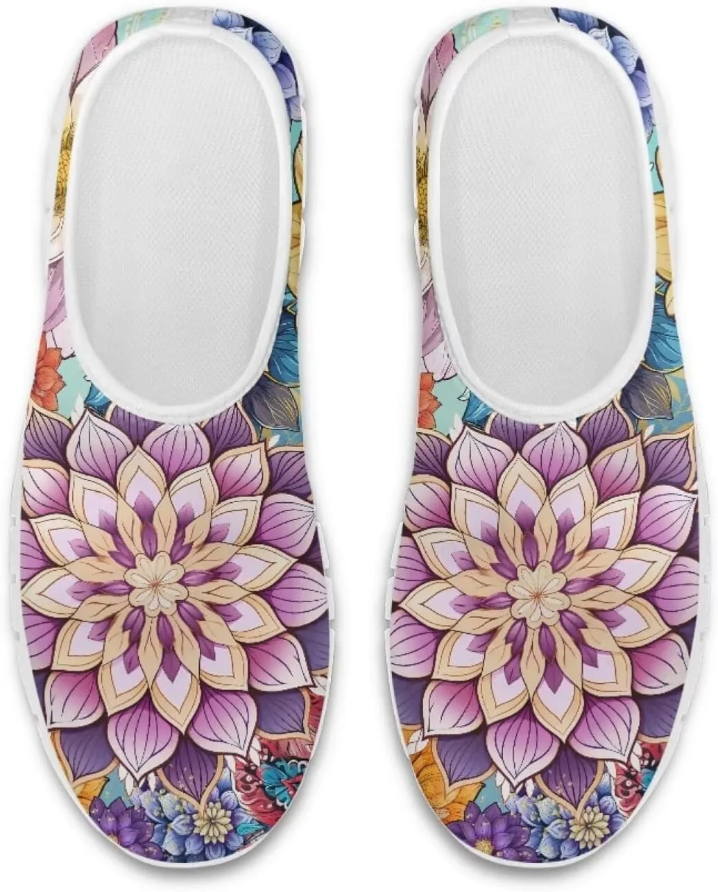 Women's Fashion Sneakers Lightweight Walking Casual Slip Ons Comfortable Flower Print Athletic Travel Shoes