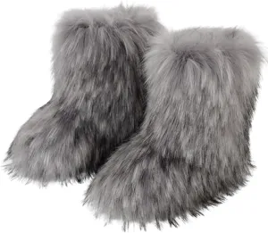 Women's Faux fur Boot Warm Comfortable Outdoor Flat Shoes Furry Fluffy Short Snow 2025 Boot Mid-Calf Boots
