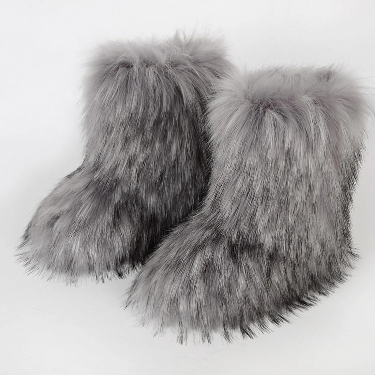 Women's Faux fur Boot Warm Comfortable Outdoor Flat Shoes Furry Fluffy Short Snow 2025 Boot Mid-Calf Boots