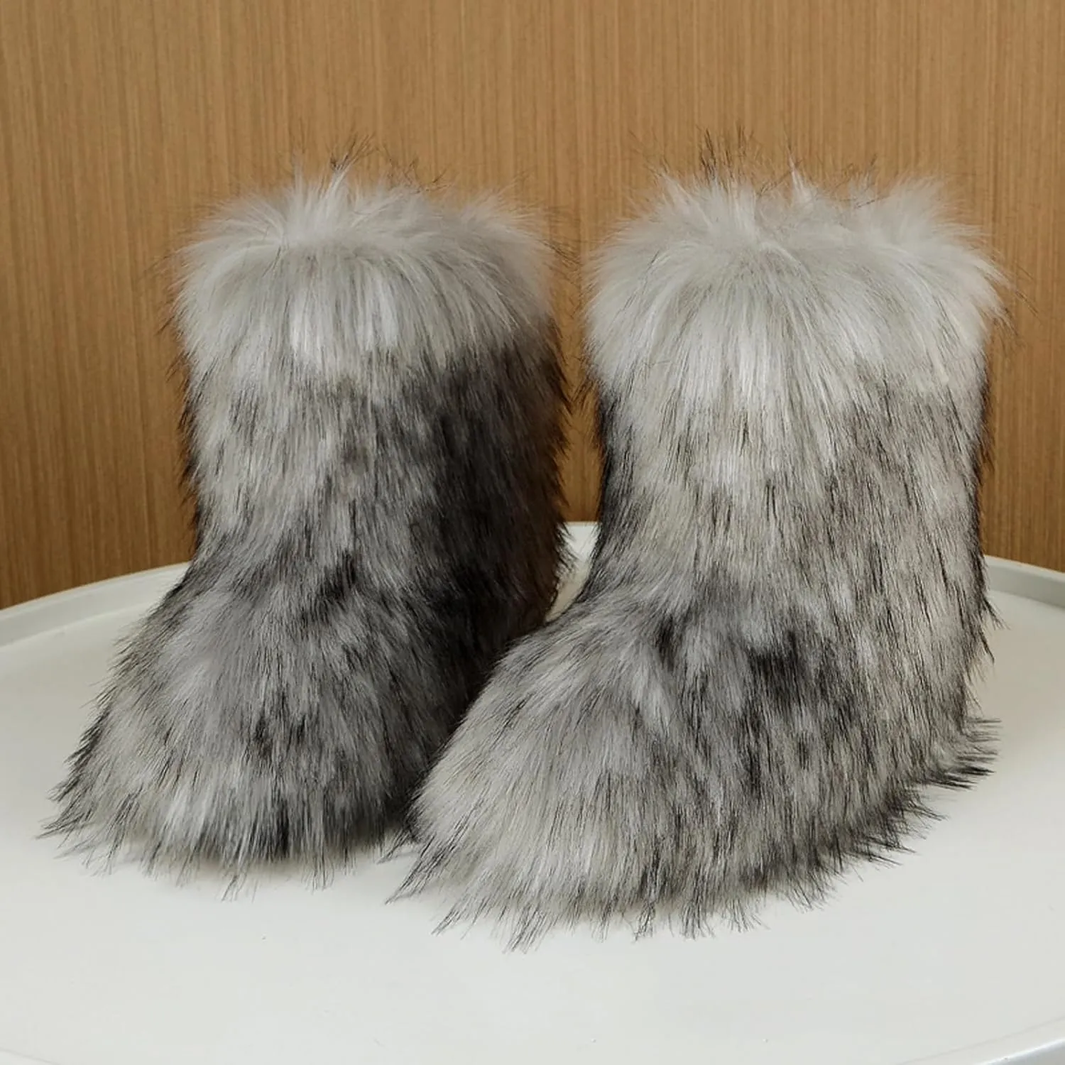 Women's Faux fur Boot Warm Comfortable Outdoor Flat Shoes Furry Fluffy Short Snow 2025 Boot Mid-Calf Boots