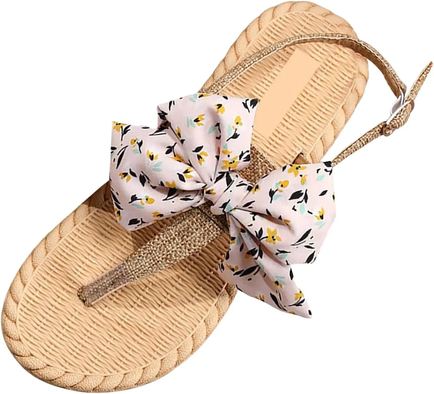 Womens Flat Flat Flip Sandals 2025 Casual Summer Wide Width Slides with Rope Sole Fashionable Indoor Outdoor Beaded Bow Summer Walking Shoes Slippers