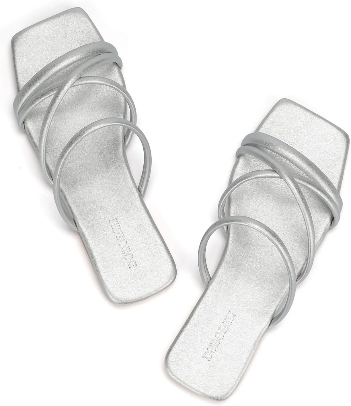 Women's Flat Sandals Strappy Square Open Toe Slide Sandals Dressy Comfortable Wide Feet Friendly