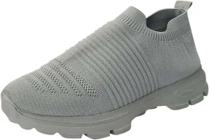 Womens Flat Slip On Sneakers Casual Walking Shoes Lightweight Canvas Comfortable Elastic Non Slip Loafers