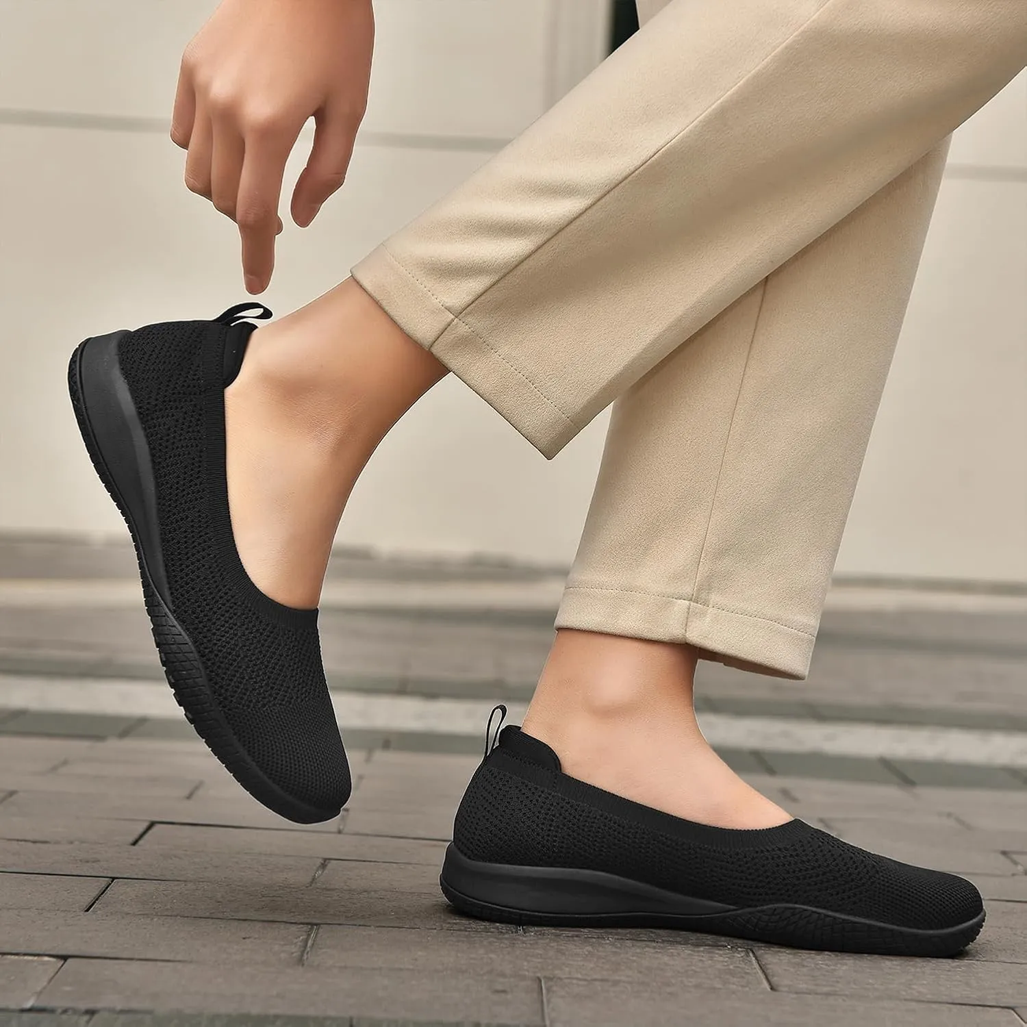 Women's Flats Slip On Go Walk Shoes for Women Comfortable Walking Sneakers Knit Low Wedge Dressy Ballet Shoes Zapatos para Mujer