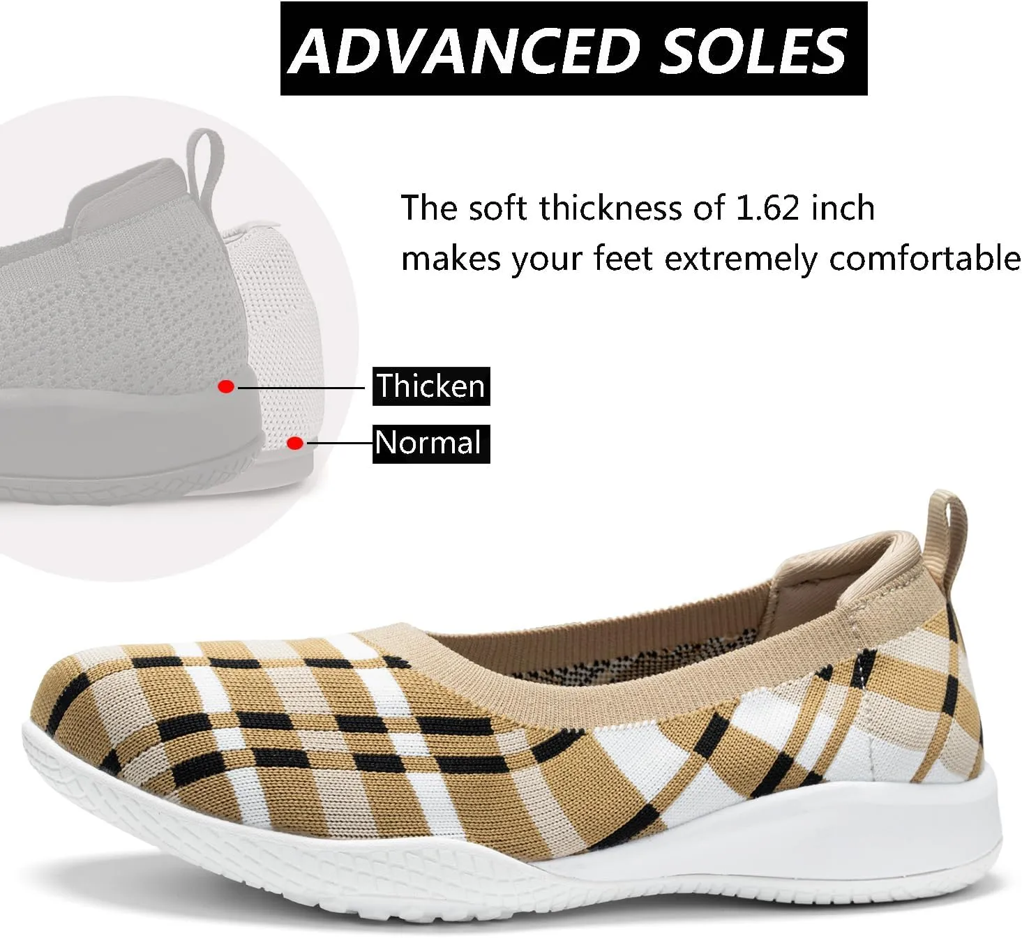 Women's Flats Slip On Go Walk Shoes for Women Comfortable Walking Sneakers Knit Low Wedge Dressy Ballet Shoes Zapatos para Mujer