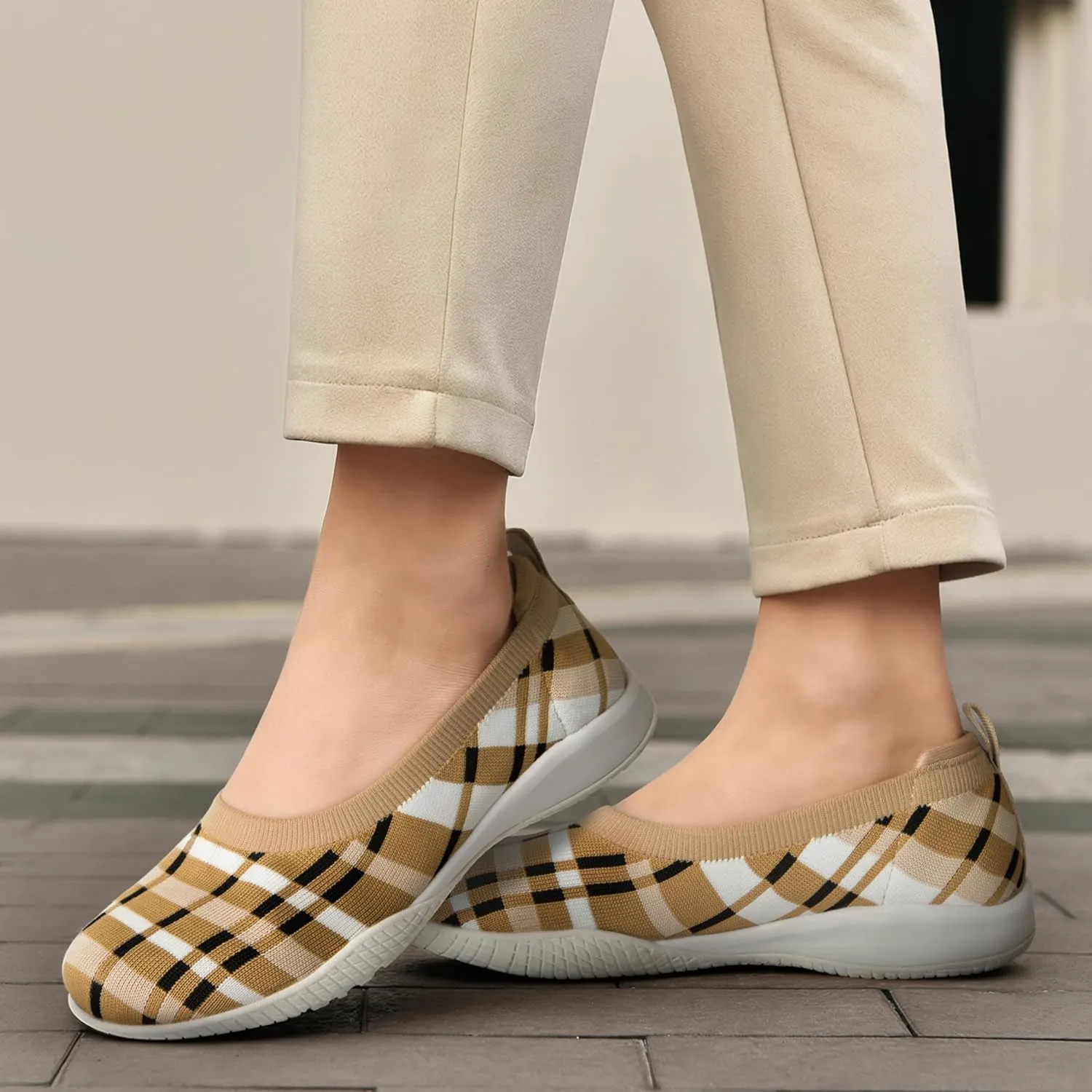 Women's Flats Slip On Go Walk Shoes for Women Comfortable Walking Sneakers Knit Low Wedge Dressy Ballet Shoes Zapatos para Mujer