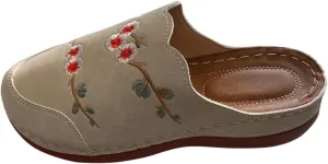 Women's Floral Embroidery Vintage Slipper Chinese Style Closed Toe Sandals Arch Support Platform Slide Slip on Sandal