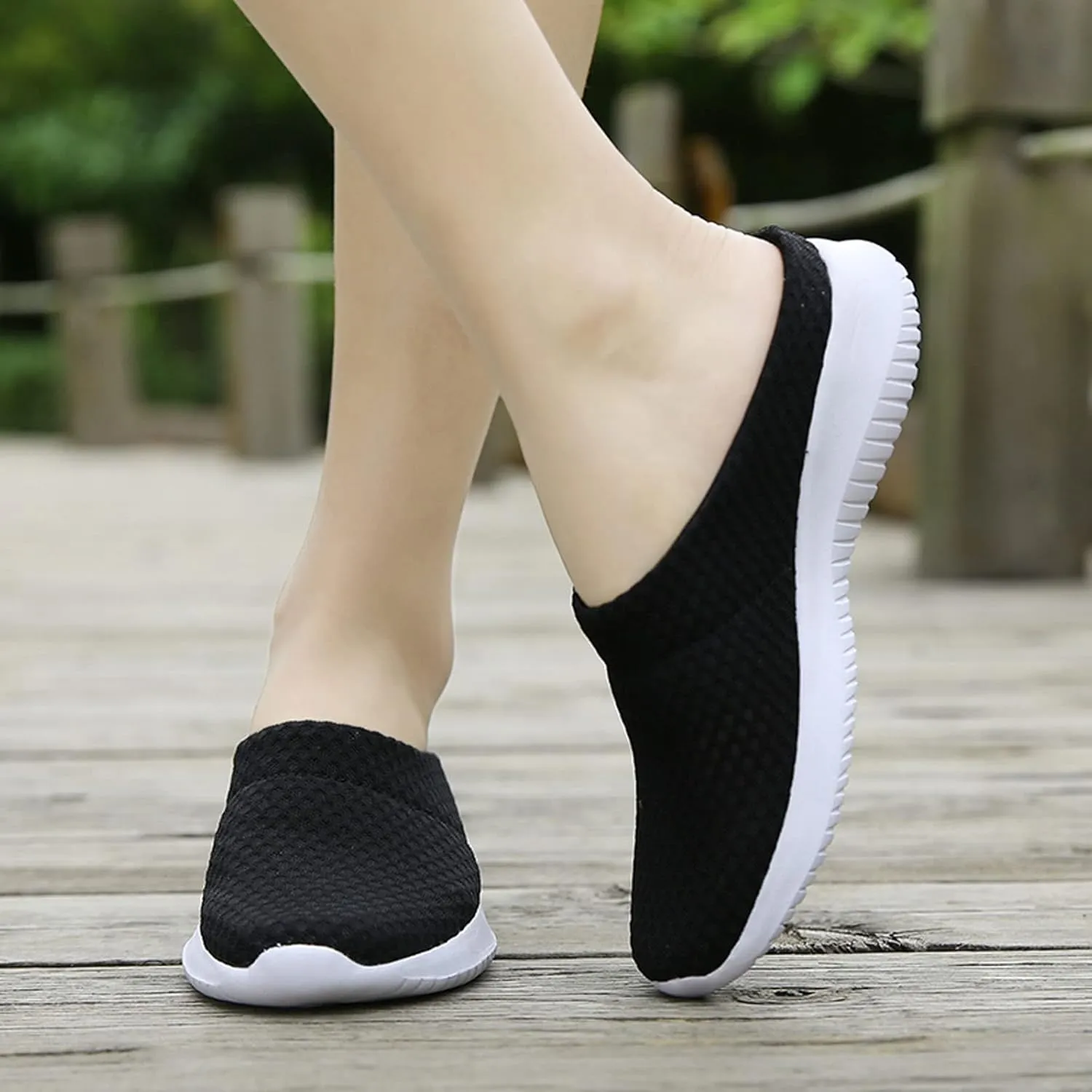 Women's Garden Clogs Shoes Backless Walking Sneakers Mesh Slippers Mules Shoes Casual Slip on Shoes for Women