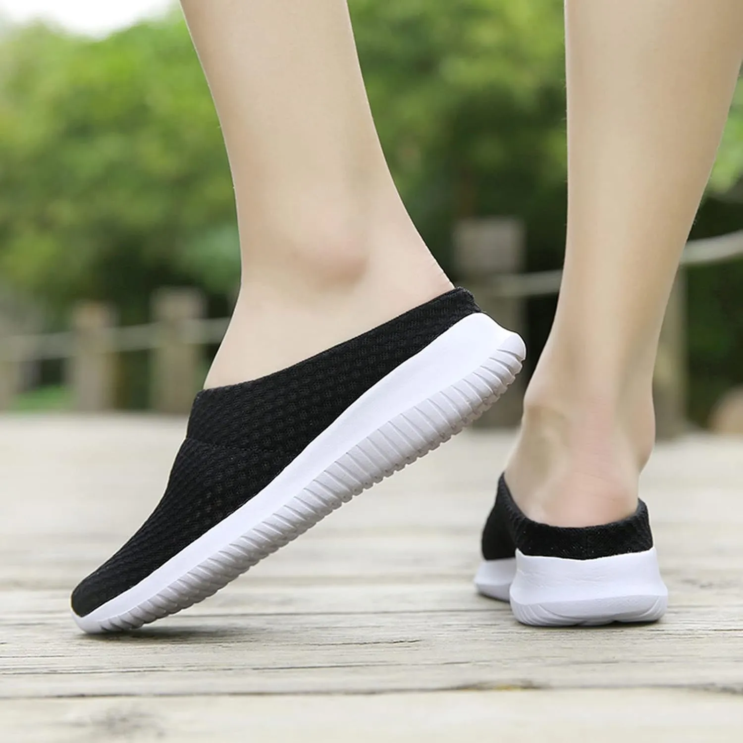 Women's Garden Clogs Shoes Backless Walking Sneakers Mesh Slippers Mules Shoes Casual Slip on Shoes for Women