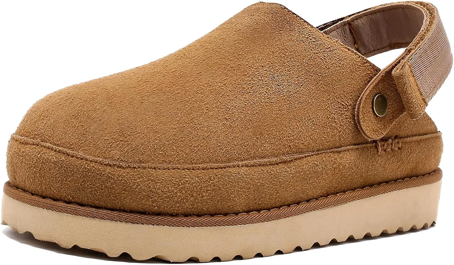 Women’s Genuine Suede Clogs – Platform Mules with Memory Foam, Adjustable Slip-On Sandals, Lightweight Orthopedic Arch Support Sandals, Indoor/Outdoor Slides Footwear
