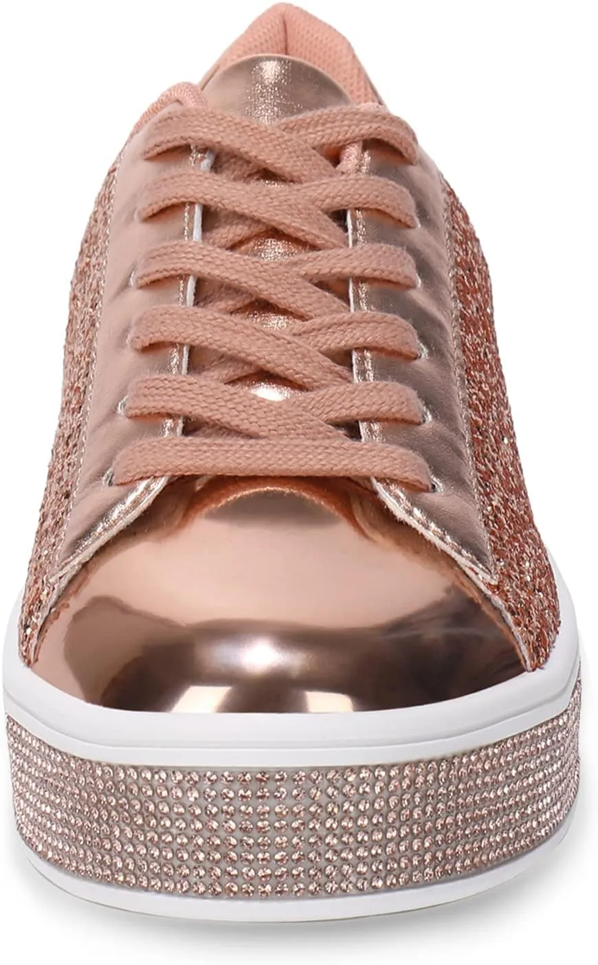 Womens Glitter Wedding Sneakers Neon Dressy Sequin Sparkly Sneakers Rhinestone Bling Bridal Shoes Shiny Tennis Shoes