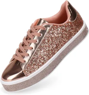 Womens Glitter Wedding Sneakers Neon Dressy Sequin Sparkly Sneakers Rhinestone Bling Bridal Shoes Shiny Tennis Shoes
