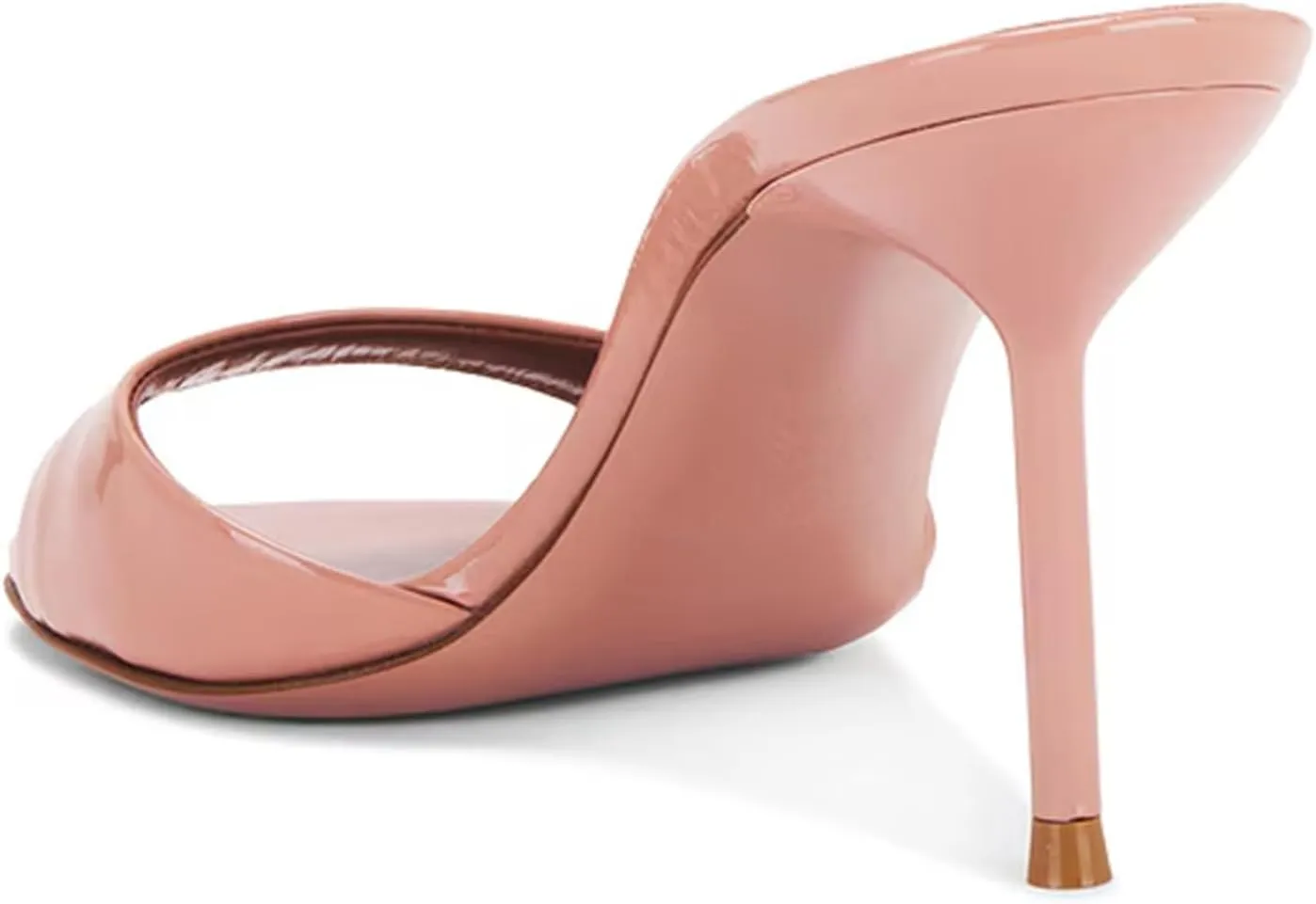 Womens Heeled Mules Round Peep Toe Stiletto High Heels Slip on Backless Summer Mules