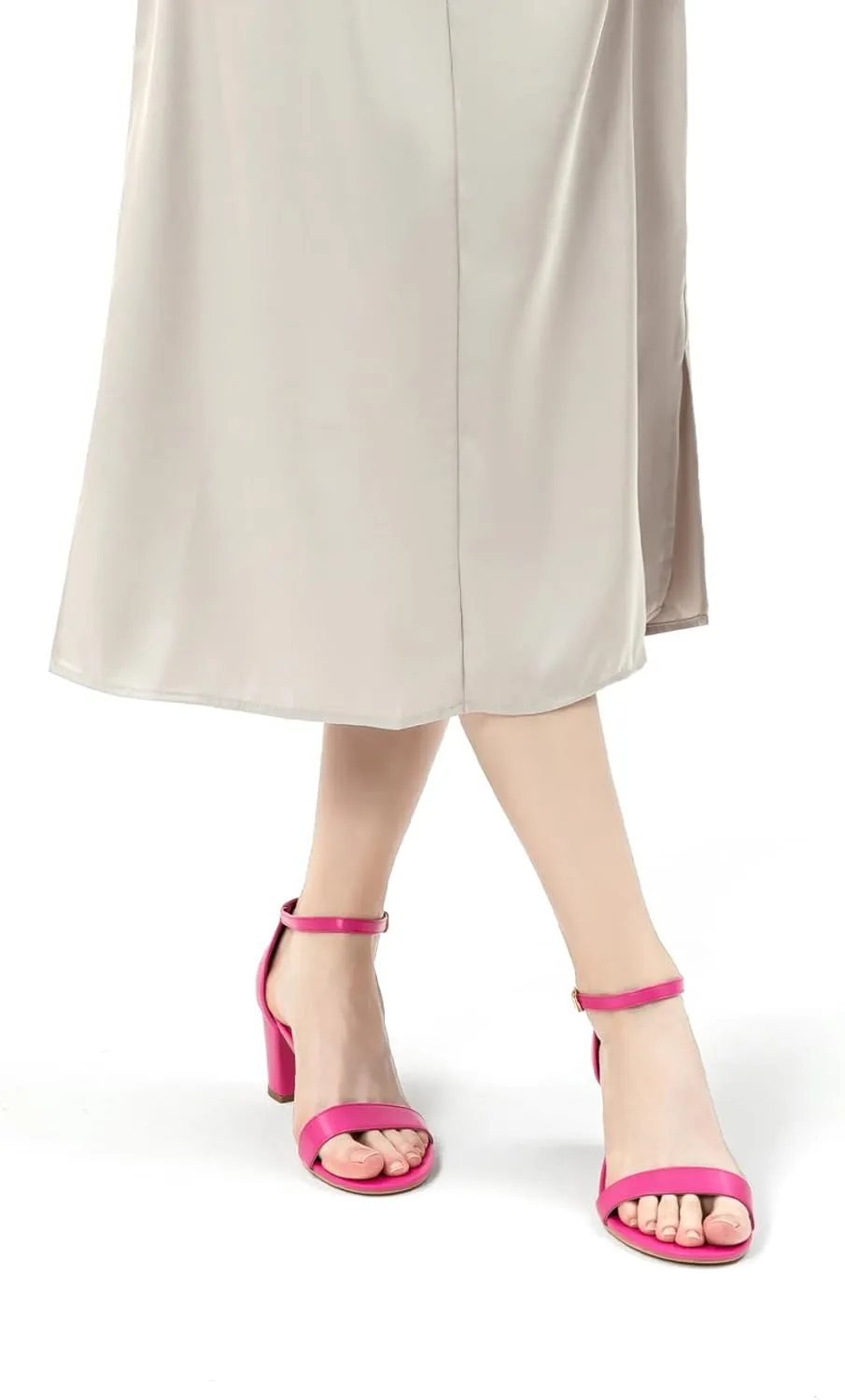 Women's Heeled Sandals Open Toe Ankle Strap 2.5-Inch Chunky Heels Dress Shoes Wide Feet Friendly