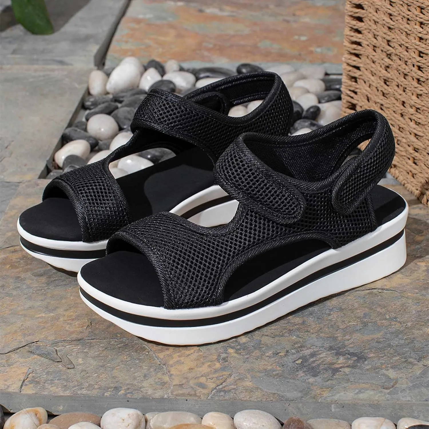 Womens Hiking Sandals Mesh Open Toe Sport Walking Sandal Comfortable Summer Shoes for Beach Vacation Casual Camping