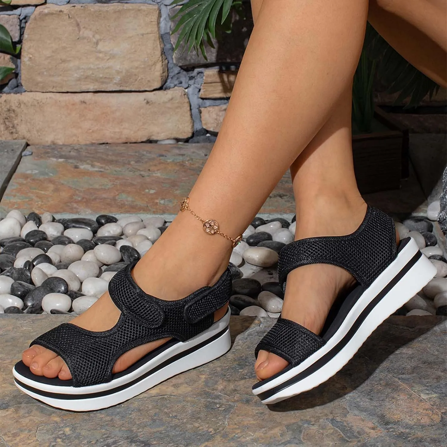 Womens Hiking Sandals Mesh Open Toe Sport Walking Sandal Comfortable Summer Shoes for Beach Vacation Casual Camping