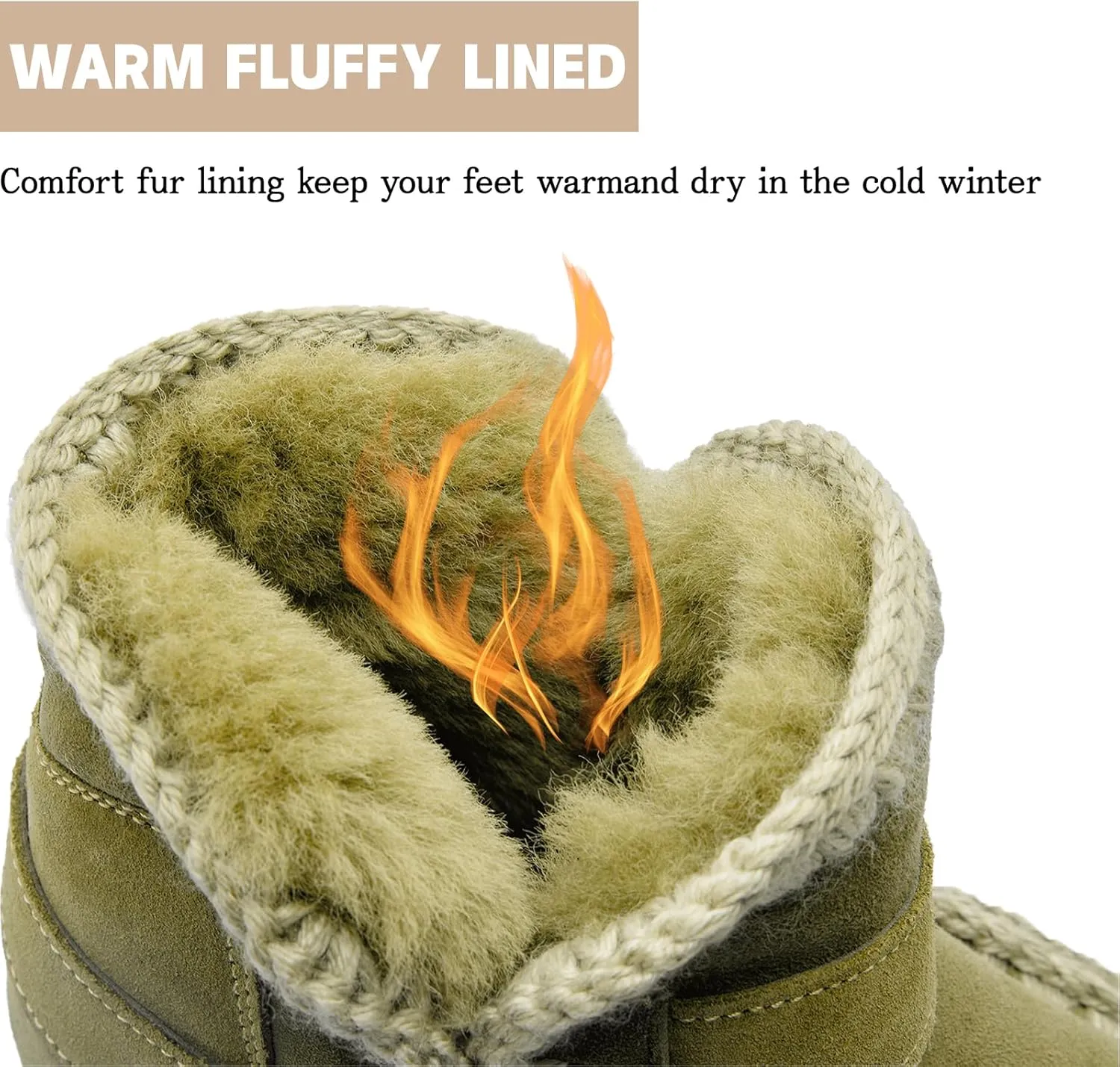 Womens Hiking Snow Winter Boots Work Ankle Boots for Women Comfortable Warm Fur Boots for Backpacking