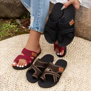 Women's Hollow Mesh Slide Sandals 2025,Comfortable Breathable Mesh Sandals for Women,Orthopedic Arch Support Summer Flats Beach Slides Mules