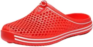 Women's Hollow Out Flat Clogs, Closed Toe Breathable Non Slip Garden Mules, Casual Beach Slide Shoes