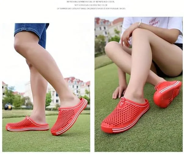 Women's Hollow Out Flat Clogs, Closed Toe Breathable Non Slip Garden Mules, Casual Beach Slide Shoes