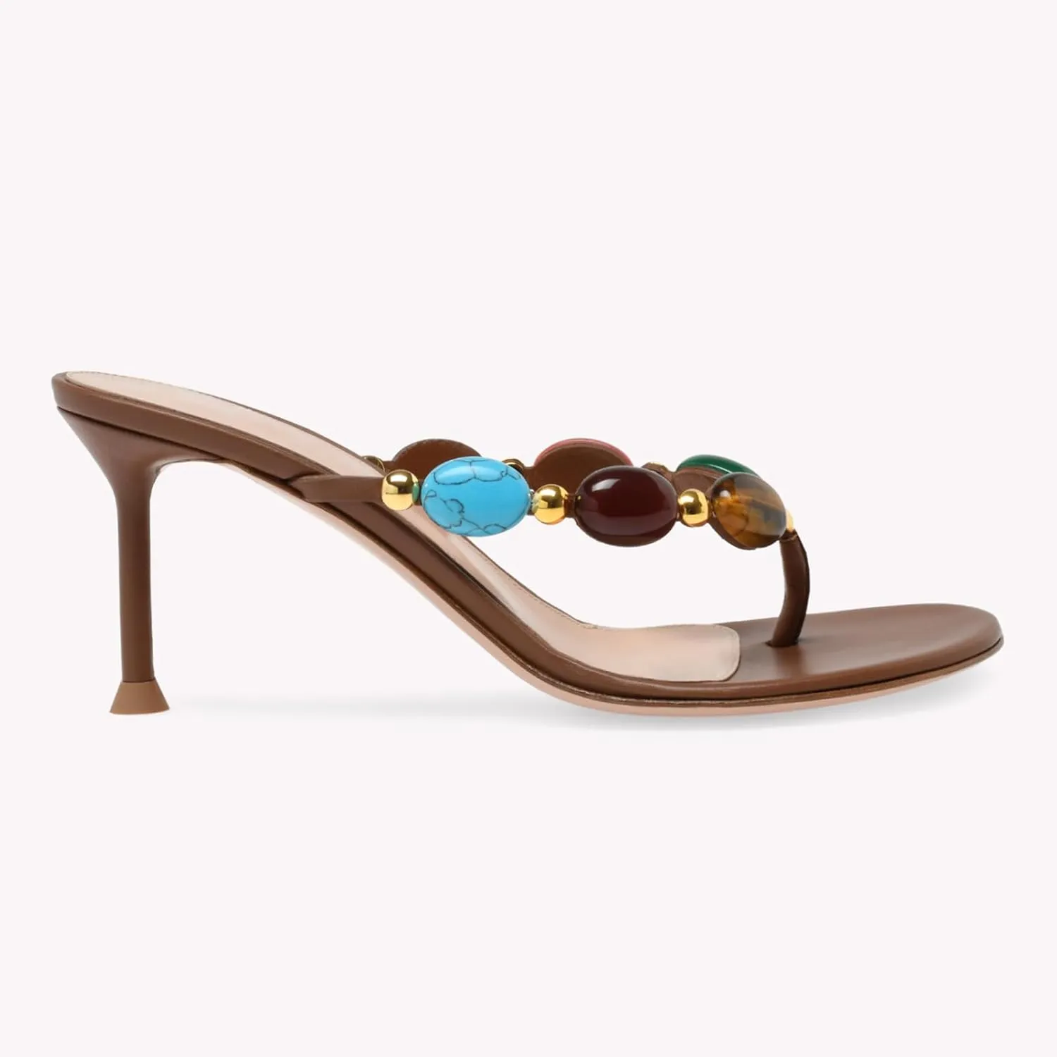 Women's Jewelled Thong Strappy Sandal Summer Mules Kitten Heels Flip Flop Round Open Toe Mid Heels Fashion Wedding Party Dress Thong Casual Shoes