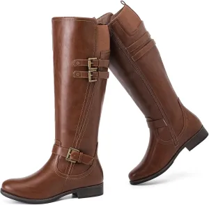 Women's Knee High Boots - Stylish and Comfortable Round Toe Low Heel Riding Combat Tall Boots with Side Zipper Closure for Fall and Winter Wear For Women.
