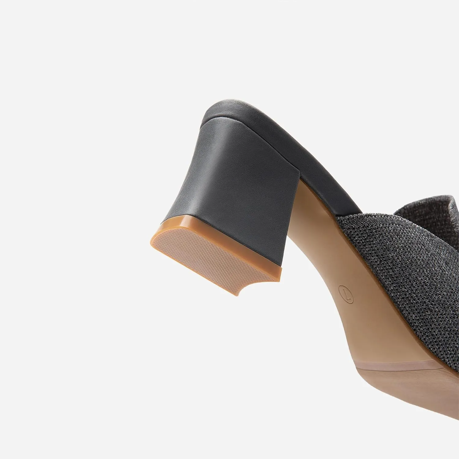 Women's Knit Pointed Toe Chunky Heel Mules, Mousse Fit, Comfortable Slip-On Sandals for Business and Daily Wear