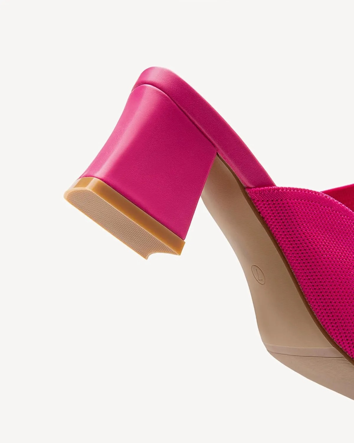 Women's Knit Pointed Toe Chunky Heel Mules, Mousse Fit, Comfortable Slip-On Sandals for Business and Daily Wear