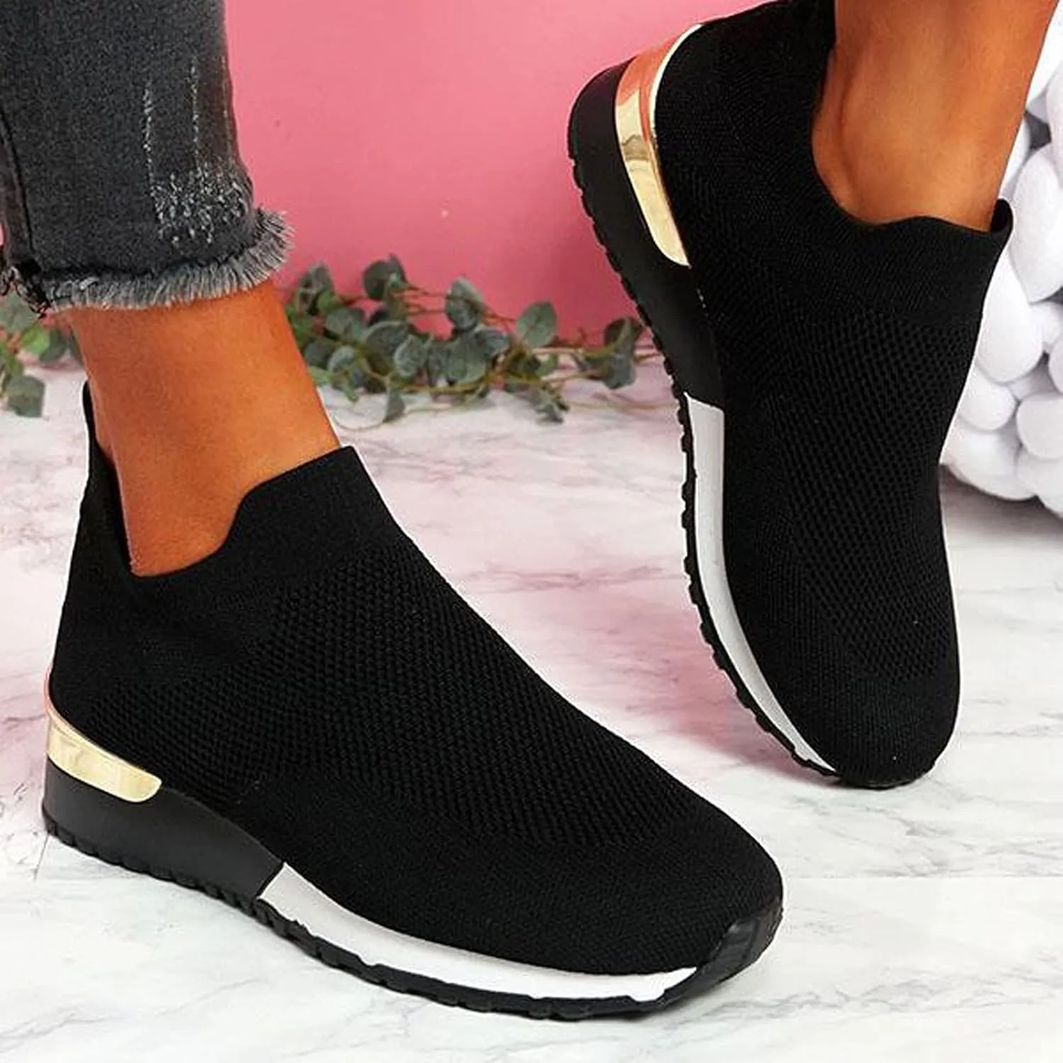 Womens Ladies Walking Running Shoes Slip On Lightweight Mens Tennis Shoes Wide Men's Casual Dress Shoes Women Shoes Sneakers Black Tennis Shoe Loafers Dress Shoe
