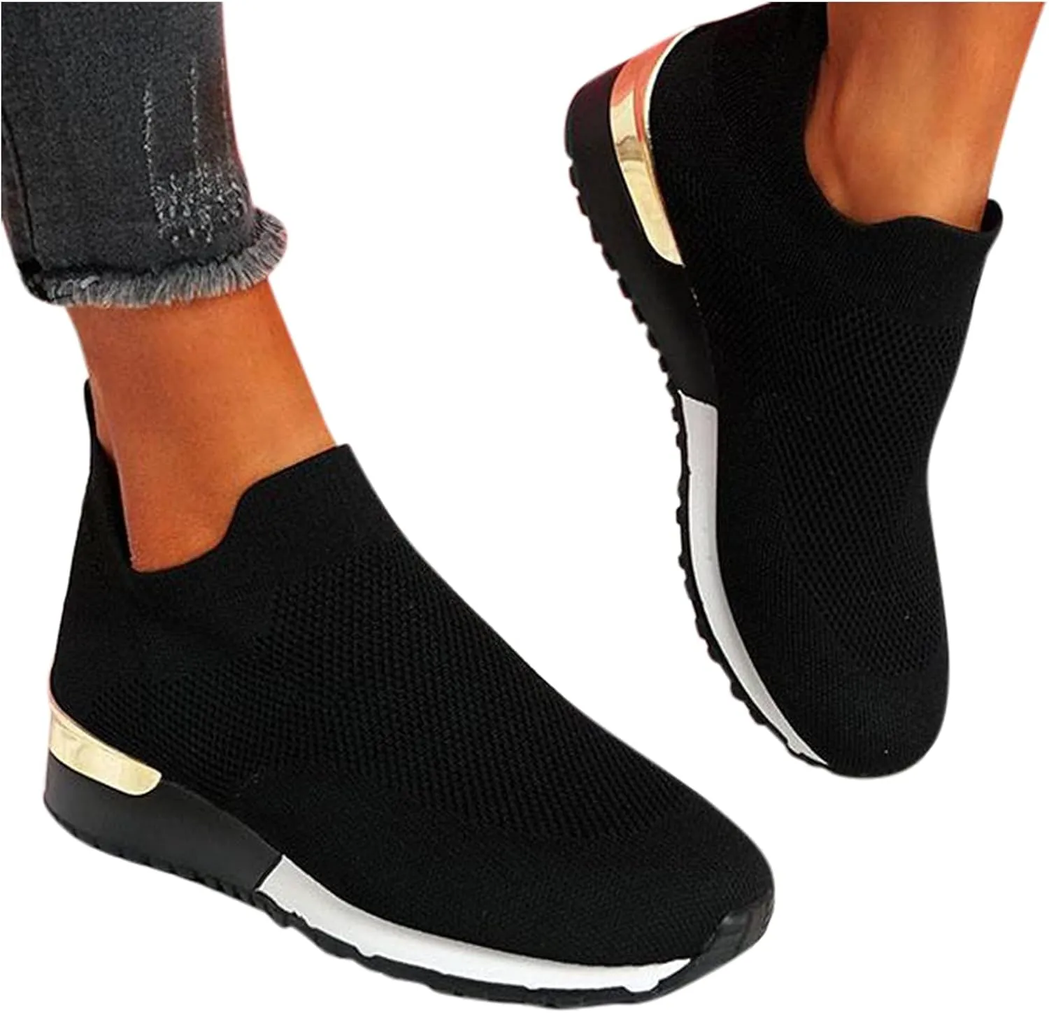 Womens Ladies Walking Running Shoes Slip On Lightweight Mens Tennis Shoes Wide Men's Casual Dress Shoes Women Shoes Sneakers Black Tennis Shoe Loafers Dress Shoe