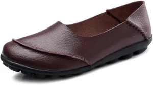 Women's Leather Slip-On Moccasins Shoes Flat Slipper Loafers