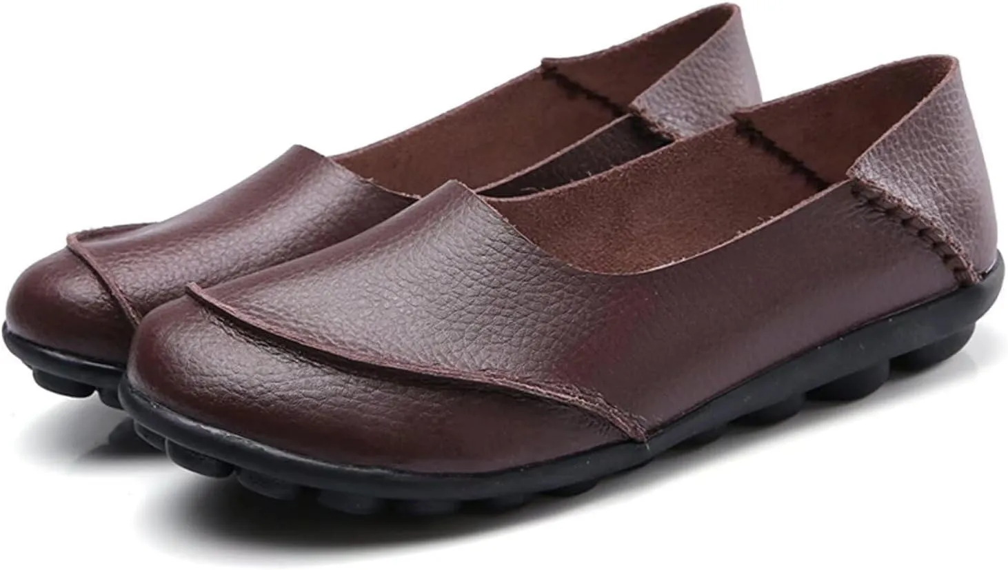 Women's Leather Slip-On Moccasins Shoes Flat Slipper Loafers